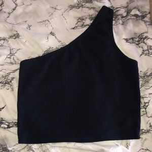 dark navy one shoulder crop top💙